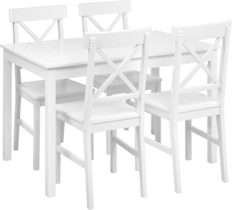 Esszimmer Set BARLEE Pappelholz Weiß 4-Sitzer