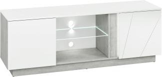 Lowboard "Lumens" TV-Unterschrank 150cm beton lichtgrau MDF weiß Hochglanz