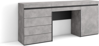 Skraut Home | Schminktisch | Frisiertisch mit Stauraum | 177 x 75 x 35 cm | mit Schublade | Kommode mit Schubladen | Moderner Stil | Zement