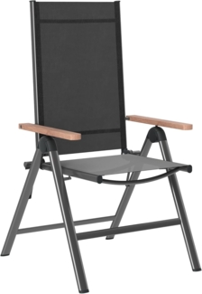 Outsunny Campingstuhl Klappstuhl (Klappstuhl, 1 St), mit Armlehnen, Rückenlehne, Stahlrahmen, für Terrasse, Balkon, Schwarz
