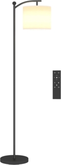 HOMCOM Stehlampe LED-Stehleuchte mit Fernbedienung, dimmbarer Farbtemperatur, Infrarotlampe, Lese-Stehlampe mit Timer, Schwarz+Cremeweiß