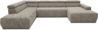 DOMO. collection Brandon Sofa, Wohnlandschaft mit Rückenfunktion in U-Form, Polsterecke Eckgarnitur Polstergarnitur, weißgrau, 228 x 359 x 175 cm