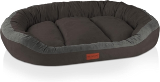 BedDog PRINS PREMIUM Hundebett, aus strapazierfähigem Alicante-Gewebe, Hundesofa mit Seiten, ovales Kissen für Ihr Haustier, Hundecouch XXL, ROCK-FLOW (grau/anthrazit)