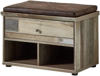 Garderobenbank Flurbank BONANZA - Driftwood Nachbildung - inkl. Kissen