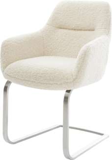 Freischwinger Pejo-Flex Teddystoff Beige Freischwinger flach Edelstahl Taschenfederkern