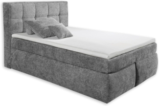 Stella Trading Michigan 6 Boxspringbett 160x200, Stahlgrau - Bequemes Doppelbett mit 7-Zonen Federkern Wendematratze & Kaltschaum Topper - 170 x 128 x 225 cm (B/H/T)