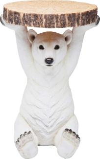 Kare Design Beistelltisch Animal Polar Bär, Ø37cm, kleiner, runder Couchtisch, Holzoptik, Tierfigur als ausgefallener Wohnzimmertisch, (H/B/T) 53 x 37 x 37 cm