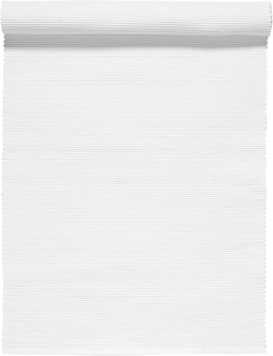 LINUM UNI Dekoratives Tischläufer für Esstisch 45x150 cm, 100% Gerippte Baumwolle, Maschinenwaschbar, Weiß