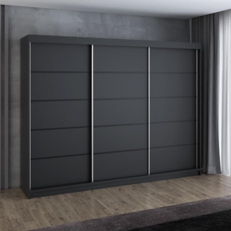 Schwebetrenschrank MES 2-trig Schrank 200 cm (mit Spiegel) Farbe: Schwarz