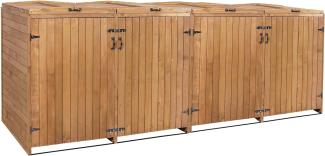 XL 4er-/8er-Mülltonnenverkleidung HWC-H74, Mülltonnenbox, erweiterbar 126x316x98cm Holz FSC® ~ braun