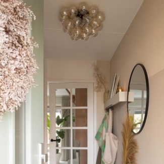 Qazqa Deckenleuchte Uvas, ohne Leuchtmittel, G9, Gold/Messing, Design, Glas, 6-flammig