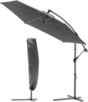 VOUNOT Ampelschirm 300 cm, Sonnenschirm mit Kurbelvorrichtung, Kurbelschirm mit Schutzhülle, Sonnenschutz UV-Schutz, Gartenschirm Marktschirm, Grau