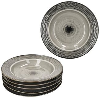 MÄSER Suppenteller Mäser Prospero 6x Suppenteller braun Porzellan tiefe Teller Pasta
