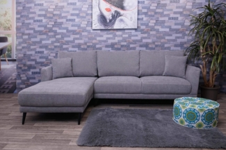 Sofa HWC-G43, Couch Ecksofa L-Form 3-Sitzer, Liegefläche Nosagfederung Taschenfederkern ~ links, grau