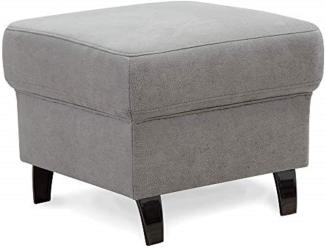 Cavadore Hocker Ammerland, Polsterhocker, Fußbank für Wohnzimmer passend zur Wohnlandschaft Ammerland, 58 x 48 x 58, lederoptik hellgrau