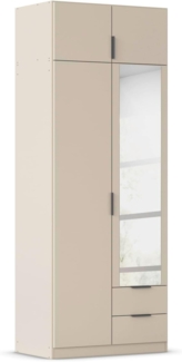 Rauch Möbel Lagoa, Kleiderschrank, Garderobe für Schlafzimmer, Kinderzimmer, Jugendzimmer 4-türig, mit Spiegel, 2 Schubladen, Farbe Beige, Breite 91 cm