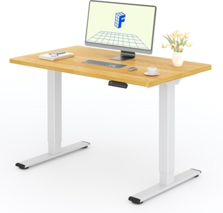 FLEXISPOT Höhenverstellbarer Schreibtisch mit 2 Motoren & 25MM einteiliger Tischplatte,ergonomischer Bürotisch - 120x80 cm Ahorn, weißes Gestell