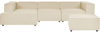 3-Sitzer Ecksofa 'APRIC', Beige, Leinen, mit Ottomane, Rechts