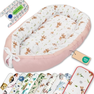 LULANDO Babynest, multifunktionales Kuschelnest für Babys und Säuglinge, Standard 100 von Oeko-Tex, Nestchen, Reisebett, 100% Baumwolle, antiallergisch, hergestellt in der EU