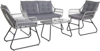 SVITA Gartenlounge-Set CAPRI, (Set, Tisch mit einem Stuhl und zwei Bänken), mit abnehmbarem Polster