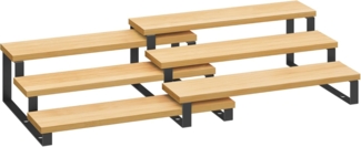 SONGMICS Gewürzregale, Küchenregale stehend, Küchen-Organizer, 2er Set, Holzwerkstoff, je 3 Ablagen, ausziehbar, stapelbar, für Speisekammer, Arbeitsplatte, naturbeige-tintenschwarz KCS016N01