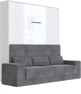 SMARTBett Schrankbett Schrankbett + SOFA Anthrazit M1 160x200 V Weiss/Weiss Hochglanz (Schrankbett+ Sofa, 2-St, Schrankbett+ Sofa)