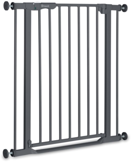 Hauck Treppenschutzgitter Türschutzgitter Clear Step Autoclose 2, für Breiten 75 - 80 cm, Ultra Flache Schwelle, Automatischer Schließmechanismus, ohne Bohren, Einhändiges Öffnen, Metall, Dunkelgrau