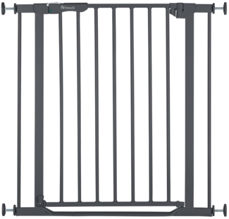Hauck Treppenschutzgitter Türschutzgitter Clear Step Autoclose 2, für Breiten 75 - 80 cm, Ultra Flache Schwelle, Automatischer Schließmechanismus, ohne Bohren, Einhändiges Öffnen, Metall, Dunkelgrau