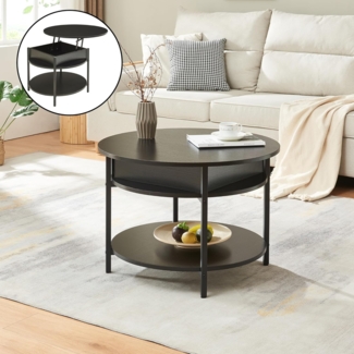 Couchtisch Kandas mit Hebeplatte 70x49 cm Schwarz [en. casa]