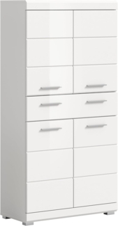 furnling Midischrank Scott 1 Schublade, 4 Türen, 4 Fächer, Badmöbel, Badschrank, 74 cm breit