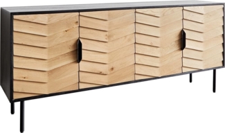 Sideboard Muvi 175 cm Eiche Natur Mango Schwarz Metall Schwarz 4 Türen