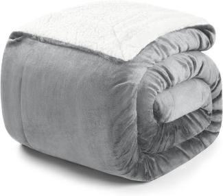 Blumtal Premium Sherpa Kuscheldecke flauschig - Wohndecke Kuscheldecke 130x150 cm - Oeko-TEX zertifizierte Fleecedecke 130x150 cm - Wohn- & Kuscheldecke - Wohndecke 130x150 - Flauschige Decke in Grau