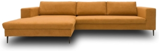 DOMO. collection Ecksofa Mendoza, Sofa in L-Form, moderne Eckcouch, bodenfreie Couch, Eckgarnitur, Polsterecke 244 x 173 x 83 cm (BxTxH), curry (braun)