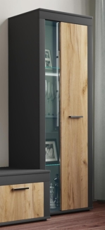 VCM Kommode & Sideboard Usilo 919853 Anthrazit / Honig-Eiche H. 159 x B. 60 x T. 35 cm