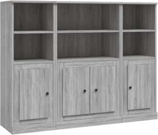 vidaXL Highboards 3 Stk. Grau Sonoma Holzwerkstoff 3185309