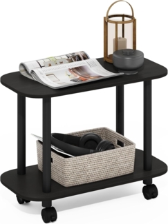 Furinno Turn-N-Tube Moderner ovaler Beistelltisch, Beistelltisch mit Rollen, Espresso/Schwarz