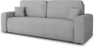 Schlafsofa Spark – Sofa mit Schlaffunktion und Bettkasten, Bonellfederkern, Cordbezug, große Schlaffläche, modernes Polstersofa & Bettsofa (Grau (Poso 110))