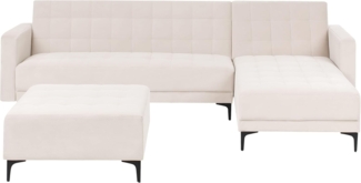 Modul Eckschlafsofa ABERDEEN Samtstoff Hellbeige 4-Sitzer linksseitig