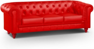 Menzzo Grand Canapé Chesterfield 3-Sitzer Sofa Rot