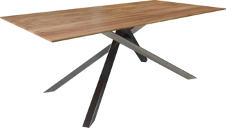 Esstisch Edge 200x100 Akazie Natur Kreuzgestell Rechteck Edelstahl Schweizer Kante
