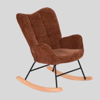 MEUBLE COSY Schaukelstühle Schaukelsessel Schwingstuhl Sessel mit Armlehnen und gepolsterter Sitzfläche für Wohnzimmer Schlafzimmer, Balkon, Metallgestell und Holzkufen, Stoff, Grün, 60 x 71 x 90 cm, Holz