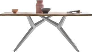 TABLES&Co Tisch 220x100 Wildeiche Natur Metall Silber