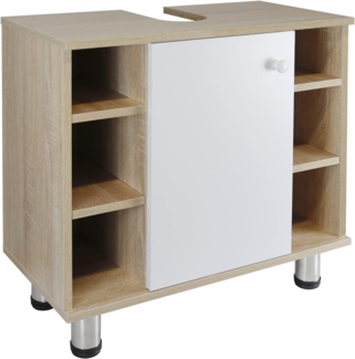 Stabilo Sanitär Waschbeckenunterschrank Waschbeckenunterschrank "Berta" Holz/Eichen Optik Seitenfächern mit Seitenfächern