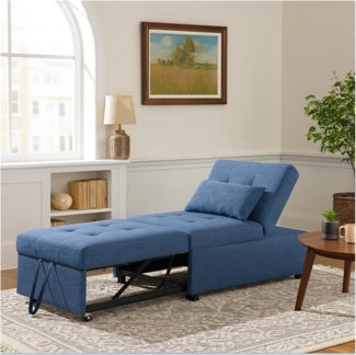 HTI-Living Relaxsessel Schlafsessel Magarete Blau (Stück, 1-St, 1 Sessel), Relaxsessel verstellbare Lehne Lendenkissen ausklappbar