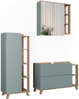 Badmöbel-Set Karen Sonoma/Blau 3 Teile Vicco