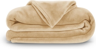 Bestlivings Kuscheldecke mit Ärmel 130 x 180 cm und 68 cm Ärmellänge in Beige für Kinder und Erwachsene, TV-Decke