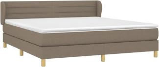 Doppelbett, Polsterbett mit Matratze Hellgrau 140x190 cm Stoff Taupe 160x200 cm