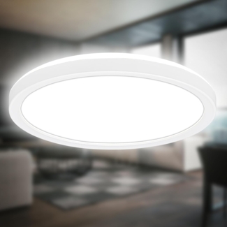 B.K.Licht - LED Deckenlampe mit indirektem Licht, 3cm flach, neutralweißes Licht, Lampe, Deckenleuchte, Wohnzimmerlampe, LED Panel, Küchenlampe, Deckenbeleuchtung, 24x3 cm, Weiß