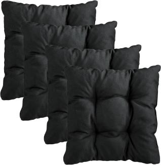 Traumnacht Stuhlkissen Cozy 4er Set, Bequeme Sitzkissen für Gartenstuhl, Küche oder Esszimmer, Indoor u. Outdoor, 38 x 38 x 6 cm, schwarz