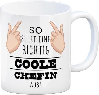 speecheese Tasse So sieht eine richtig coole Chefin aus Kaffeebecher für die Arbeit